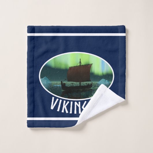 Wikingschiff unter Nordlicht Waschlappen (Waschlappen)