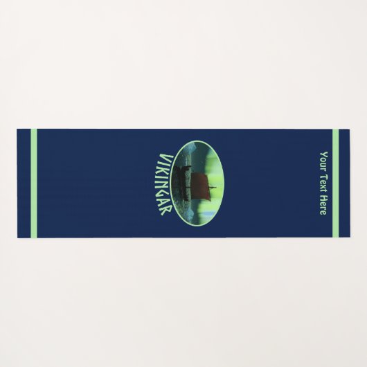 Wikingschiff unter Nordlicht Yogamatte (Rückseite (Horizontal))