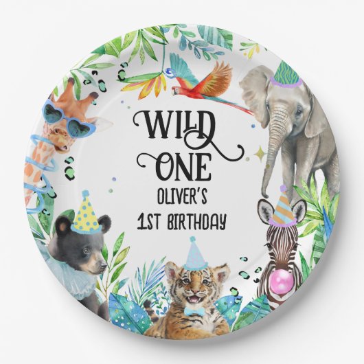 Wil Birthday Safari Animals Pappteller (Vorderseite)