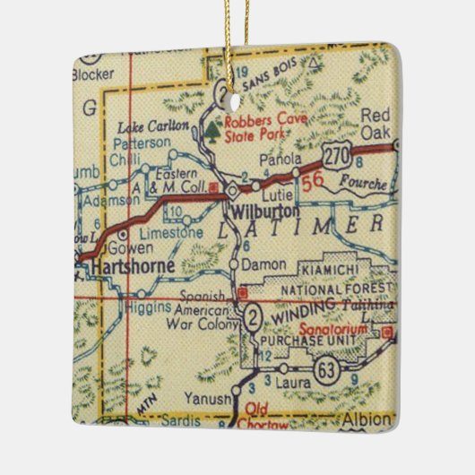 Wilburton OK Vintag Map Keramikornament (Links)