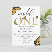 Wild 1. Geburtstag Einladung für eine Goldene Safa (Stehend Vorderseite)