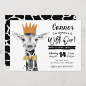 Wild 1. Geburtstag Einladung Giraffe Jungle (Vorne/Hinten)