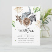Wild 1. Geburtstag Einladung, Safari Jungle in Einladung (Stehend Vorderseite)