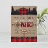 Wild 1. Geburtstag Flannel Little Bär Geburtstag Einladung (Stehend Vorderseite)