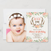 Wild 1. Geburtstag Foto Einladung Hirsche antler (Vorderseite)