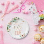 Wild 1. Geburtstag Pink Gold Girl Blume Pappteller (Party)