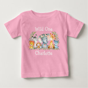 Wild 1. Geburtstag Safari Blume Rosa Baby T-shirt