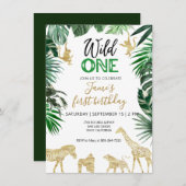 Wild 1. Geburtstag Safari Einladung (Vorne/Hinten)