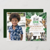 Wild 1. Geburtstag Safari Einladung (Vorne/Hinten)