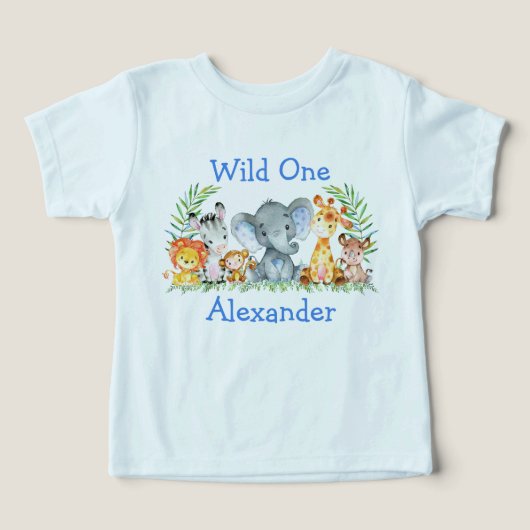Wild 1. Geburtstag Safari Tiere Blue (Design Vorderseite)