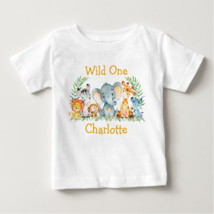 Wild 1. Geburtstag Safari Tiere gelb Baby T-shirt