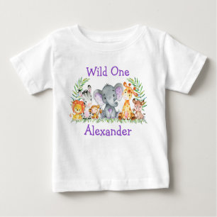 Wild 1. Geburtstag Safari Tiere Lila Baby T-shirt
