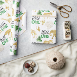 Wild 1. Geburtstag Tropischer Jungle Safari Geschenkpapier