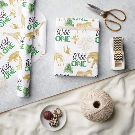 Wild 1. Geburtstag Tropischer Jungle Safari Geschenkpapier (Kunsthandwerk)