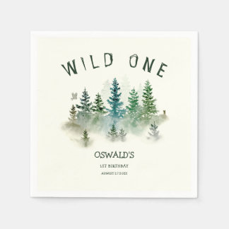 Wild 1. Geburtstag Woodland Wasserfarbe Serviette