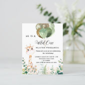 Wild 1. Geburtstagsgiraffe Einladung zur Einladung (Stehend Vorderseite)