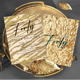 Wild 40. Geburtstag 40 Gold Einladung