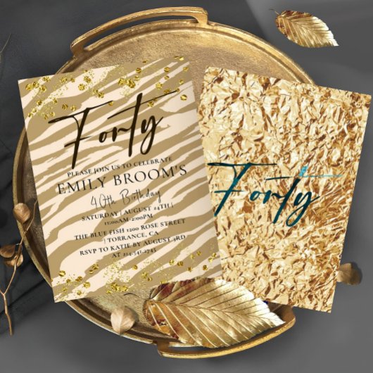 Wild 40. Geburtstag 40 Gold Einladung