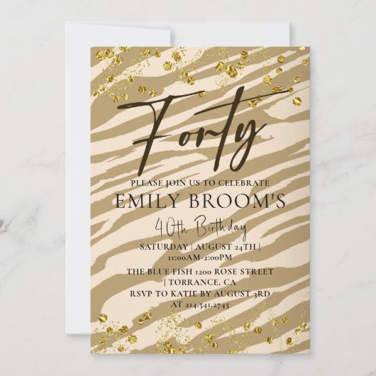 Wild 40. Geburtstag 40 Gold Einladung (Vorderseite)