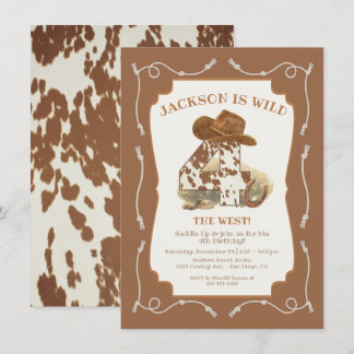 Wild 4 der West Western Cowboy Birthday Party Einladung