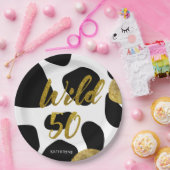 Wild 50 Gold Animal Muster Monogram Pappteller (Party)