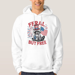 Wild aber Free Raccoon Patriotic Design Hoodie