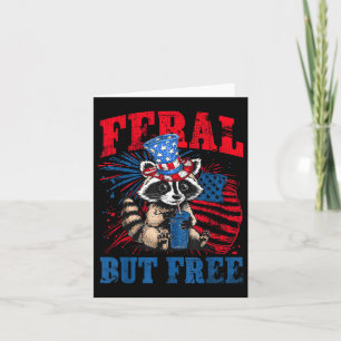 Wild aber frei lustig Niedlicher Raccoon 4. Juli P Karte