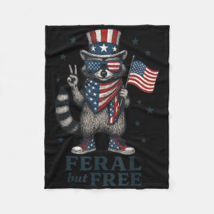 Wild aber frei lustiger Waschbär USA-Flagge patrio Fleecedecke