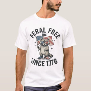 Wild aber frei seit 1776 Waschbär Patriotischer Pu T-Shirt