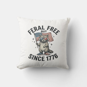 Wild aber frei seit 1776 Waschbär Patriotisches Sh Kissen