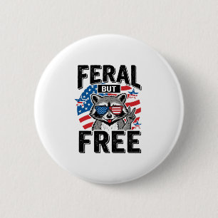 Wild aber freies patriotisches Waschbär-Vintage-Sh Button