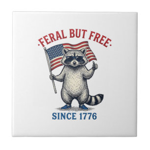 Wild aber freies patriotisches Waschbär-Vintage-Sh Fliese