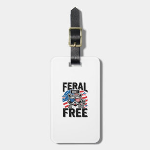 Wild aber freies patriotisches Waschbär-Vintage-Sh Gepäckanhänger