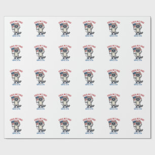 Wild aber freies patriotisches Waschbär-Vintage-Sh Geschenkpapier