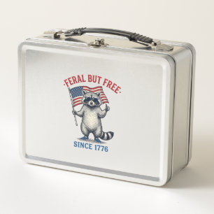 Wild aber freies patriotisches Waschbär-Vintage-Sh Metall Brotdose