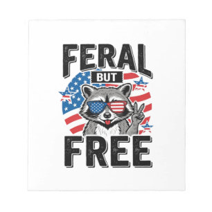 Wild aber freies patriotisches Waschbär-Vintage-Sh Notizblock