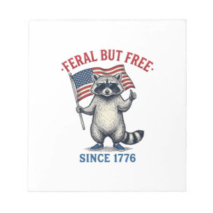 Wild aber freies patriotisches Waschbär-Vintage-Sh Notizblock