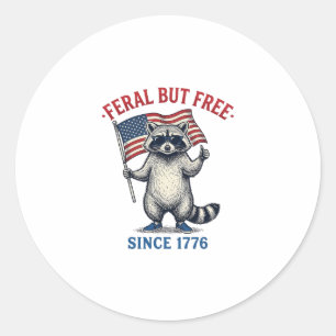 Wild aber freies patriotisches Waschbär-Vintage-Sh Runder Aufkleber