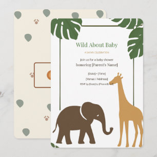 Wild About Baby Safari Dschungel-Baby-Party-Einlad Einladung