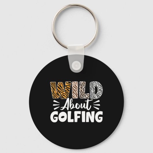 Wild About Golfing Animals Muster Golfer Leopard  Schlüsselanhänger (Vorderseite)