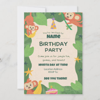 Wild About Monkeys Birthday Invitations Einladung