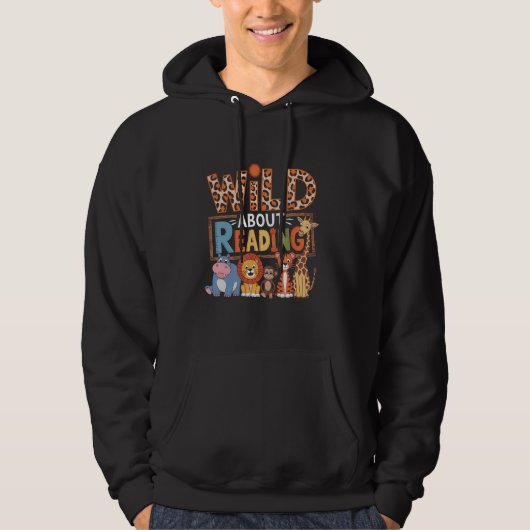 Wild About Reading Books Reader Lover Librarian Bo Hoodie (Vorderseite)