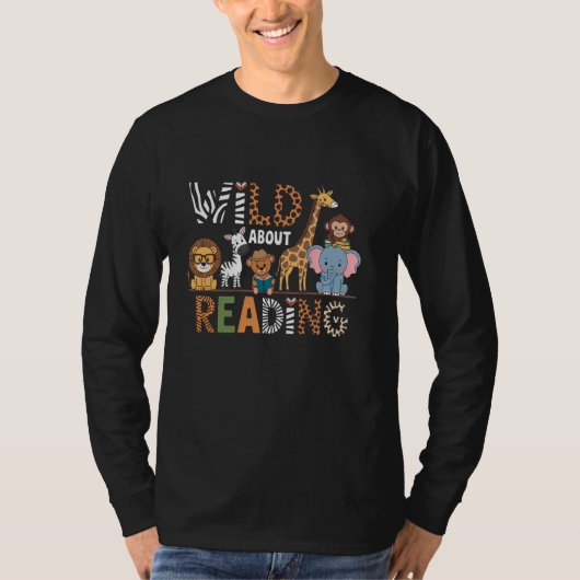 Wild About Reading Books Reader Lover Librarian Bo T-Shirt (Vorderseite)