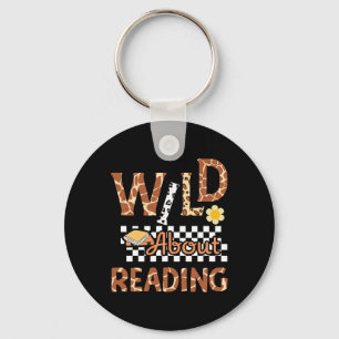 Wild About Reading Lehrer liest Bücher zurück zur Schlüsselanhänger