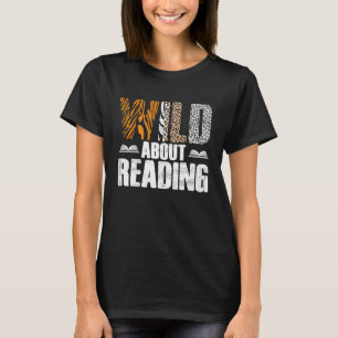 Wild About Reading Leopard Lesebuch Leser T-Shirt