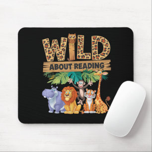 Wild About Reading Leopard Print Süßes Zoo-Tier Mousepad