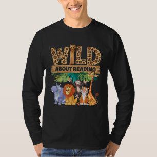 Wild About Reading Leopard Print Süßes Zoo-Tier T-Shirt