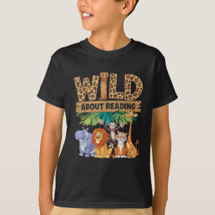 Wild About Reading Leopardendruck Süßes Zoo-Tier T-Shirt