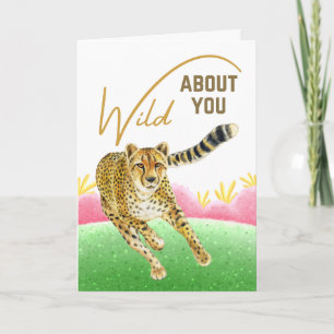 Wild About You Cheetah Frühjahrs Wiese Valentinsta Karte
