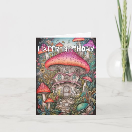 Wild Abstrakte Pilzbildnis Geburtstag Karte (Vorderseite)